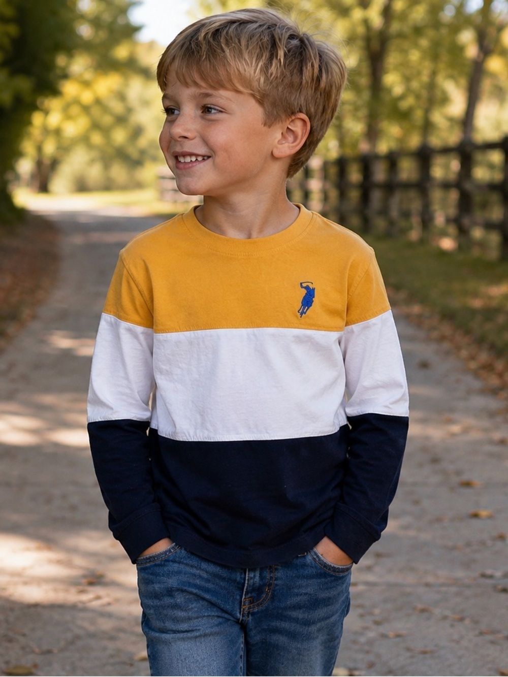 🏇POLO RALPH LAUREN Kids Colorblock Fall Long Sleeve - Boys ages 7/8